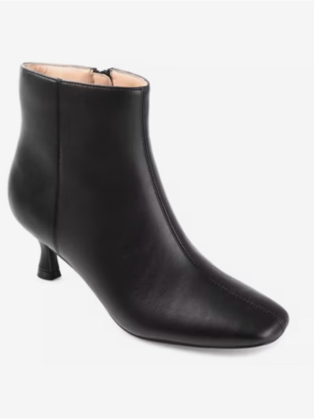Journee Kelsea Boot - Women’s Black Leather Square Toe Ankle Boot